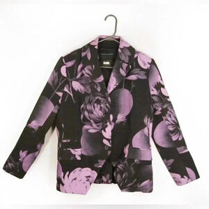 Jonathan Saunders Classy Purple Black Floral Button Up Blazer Jacket